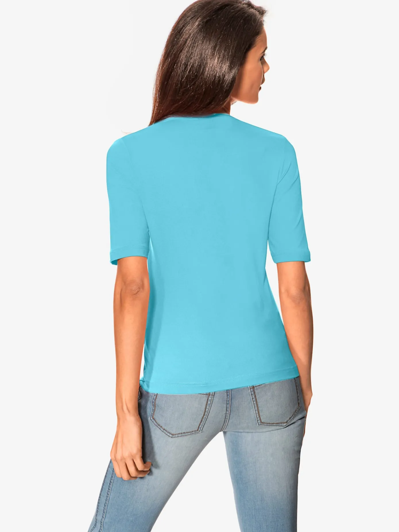 Ashley Brooke T-Shirts<T-shirt à manches courtes manches mi-longues et encolure en v féminine