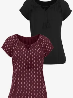 Vivance T-Shirts<T-shirt à manches courtes plis et houppe à nouer