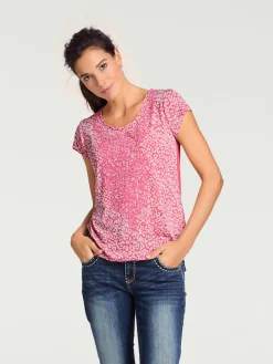 Linea Tesini T-Shirts<T-shirt à manches courtes qualité dévoré, imprimé effet ton sur ton