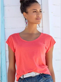 Beachtime T-Shirts<T-shirt à manches courtes qualité dévoré tendance avec rayures