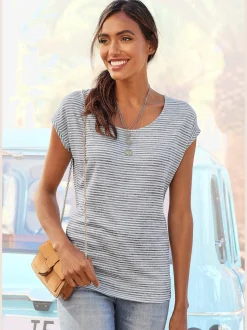 Vivance T-Shirts<T-shirt à manches courtes rayures chinées discrètes