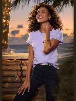 LASCANA T-Shirts<T-shirt à manches courtes strass scintillants à l'ourlet des manches pour un look élégant