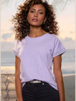 LASCANA T-Shirts<T-shirt à manches courtes strass scintillants à l'ourlet des manches pour un look élégant