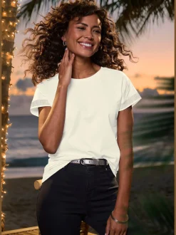 LASCANA T-Shirts<T-shirt à manches courtes strass scintillants à l'ourlet des manches pour un look élégant