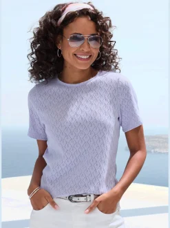 Vivance T-Shirts<T-shirt à manches courtes tricot fin ajouré