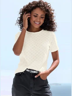 Vivance T-Shirts<T-shirt à manches courtes tricot fin ajouré