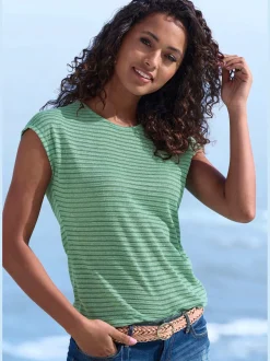 Vivance T-Shirts<T-shirt à manches courtes tricot jacquard léger à rayures