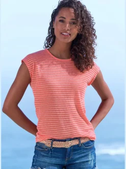 Vivance T-Shirts<T-shirt à manches courtes tricot jacquard léger à rayures