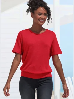 Vivance T-Shirts<T-shirt à manches courtes tricot fin particulièrement doux