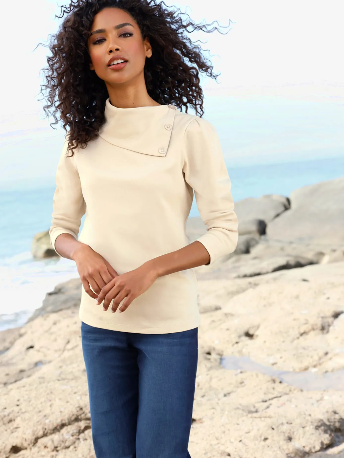 Linea Tesini T-Shirts<T-shirt à manches longues col à revers élégant