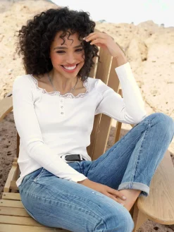 Linea Tesini T-Shirts<T-shirt à manches longues détails en dentelle tendance