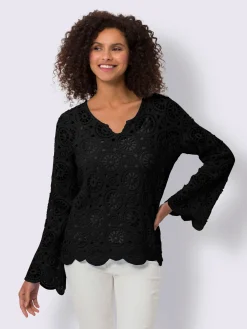 Linea Tesini T-Shirts<T-shirt à manches longues dentelle macramé décorative