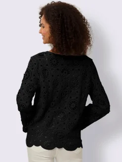 Linea Tesini T-Shirts<T-shirt à manches longues dentelle macramé décorative