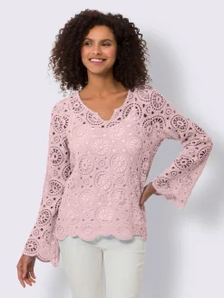 Linea Tesini T-Shirts<T-shirt à manches longues dentelle macramé décorative