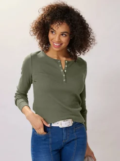 Best Connection T-Shirts<T-shirt à manches longues encolure avec patte de boutonnage