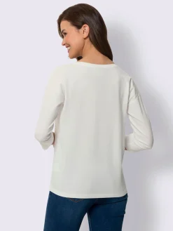 Mandarin T-Shirts<T-shirt à manches longues inscription tendance