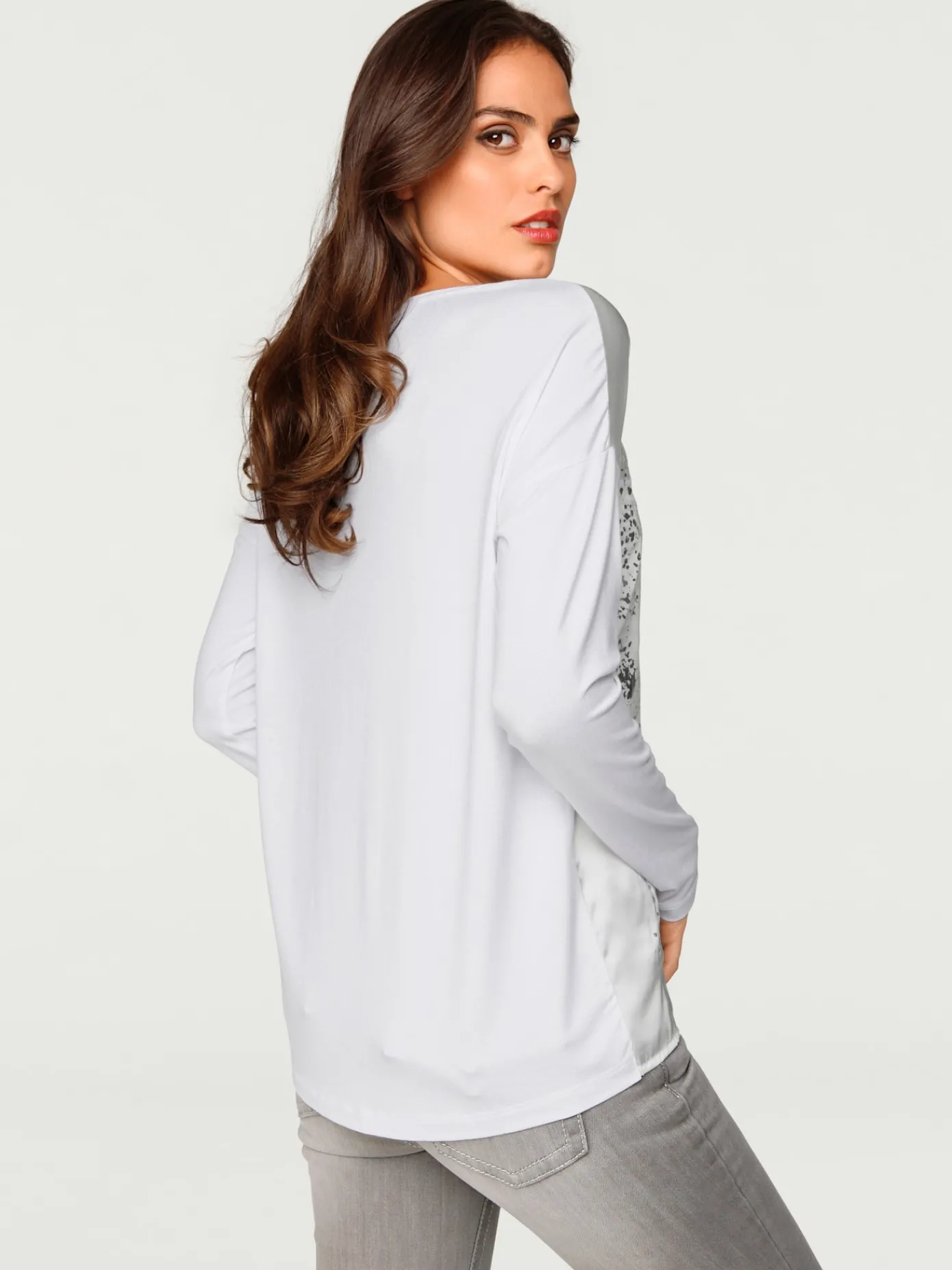 Rick Cardona T-Shirts<T-shirt à manches longues imprimé tendance à effet métallisé