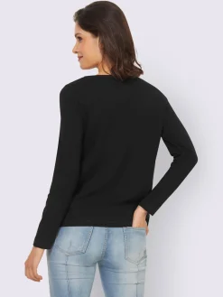 Mandarin T-Shirts<T-shirt à manches longues imprimé feuille brillant