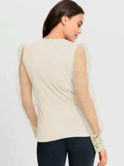 Ashley Brooke T-Shirts<T-shirt à manches longues jolie dentelle sur l'encolure