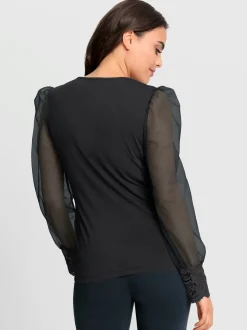 Ashley Brooke T-Shirts<T-shirt à manches longues jolie dentelle sur l'encolure