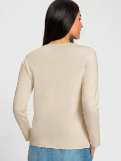 Rick Cardona T-Shirts<T-shirt à manches longues joli imprimé feuille devant