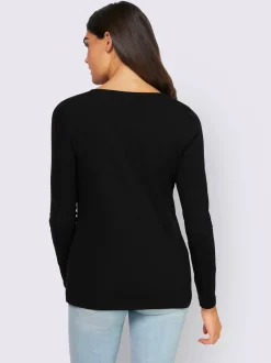 Mandarin T-Shirts<T-shirt à manches longues laçage décoratif à l'encolure