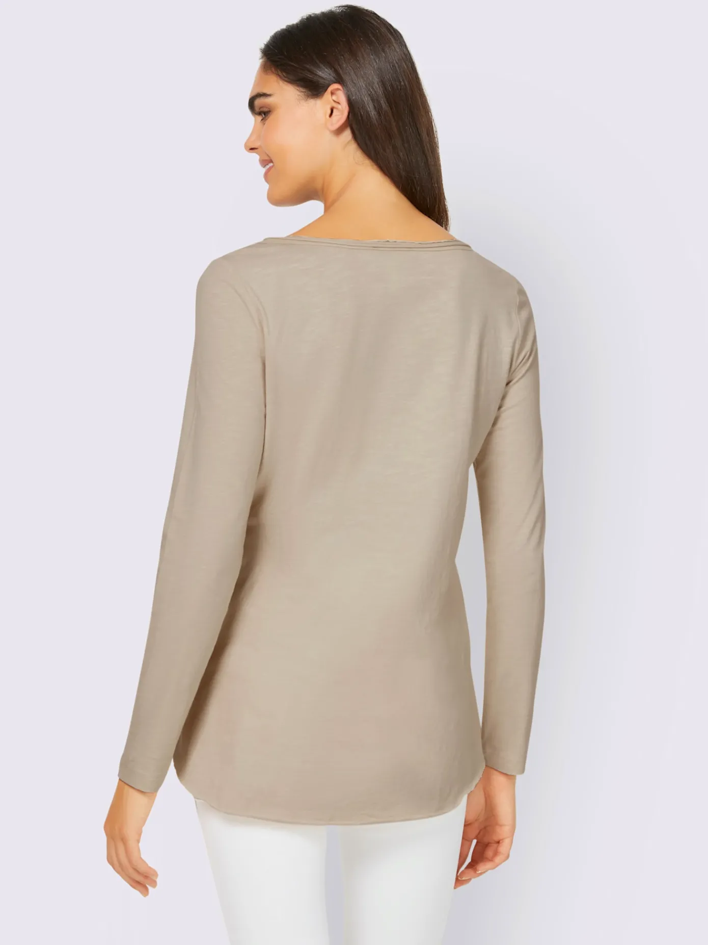 Mandarin T-Shirts<T-shirt à manches longues petites pierres fantaisie