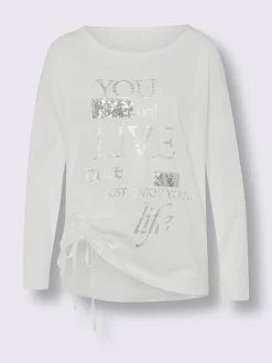 Mandarin T-Shirts<T-shirt à manches longues pur coton