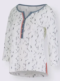 T-Shirts<T-shirt à motif original boutonnière col et fentes