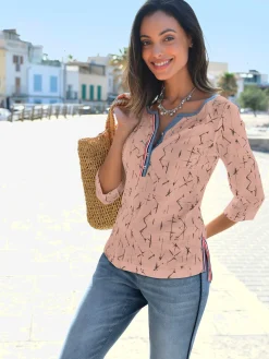 T-Shirts<T-shirt à motif original boutonnière col et fentes