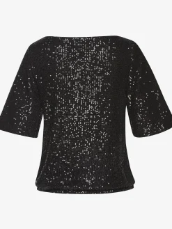 LASCANA T-Shirts<T-shirt à paillettes t-shirt brillant décontracté avec large encolure ronde