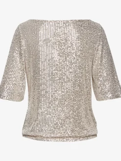 LASCANA T-Shirts<T-shirt à paillettes t-shirt brillant décontracté avec large encolure ronde