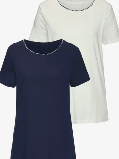 Vivance T-Shirts<T-shirt broderie contrastée tendance à l'encolure ronde