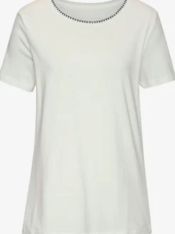 Vivance T-Shirts<T-shirt broderie contrastée tendance à l'encolure ronde