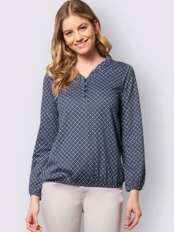 T-Shirts<T-shirt col en v volantée manches longues avec ourlet élastique