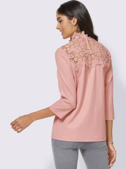 Alessa W. T-Shirts<T-shirt col montant orné dentelle florale brodée