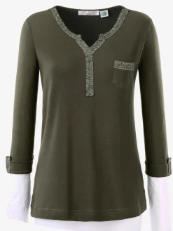 Alessa W. T-Shirts|Tenues De Cérémonie<T-shirt col v imprimé manches 3/4 poche poitrine