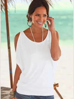 LASCANA T-Shirts<T-shirt de plage coupe affinante, fentes aux manches