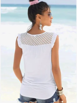 Buffalo T-Shirts<T-shirt de plage encolure avec fente et lien à nouer