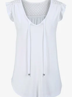 Buffalo T-Shirts<T-shirt de plage encolure avec fente et lien à nouer