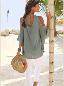 LASCANA T-Shirts<T-shirt de plage large encolure ronde