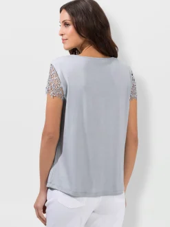 Alessa W. T-Shirts|Tenues De Cérémonie<T-shirt empiècement en broderie anglaise manches courtes