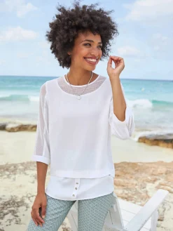 Linea Tesini Chemisiers<T-shirt empiècements résille, allure élégante