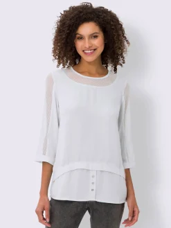 Linea Tesini Chemisiers<T-shirt empiècements résille, allure élégante