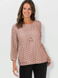 Fair Lady Tenues De Cérémonie|T-Shirts<T-shirt en dentelle dentelle aux manches