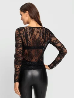 Ashley Brooke T-Shirts<T-shirt en dentelle dentelle florale brodée