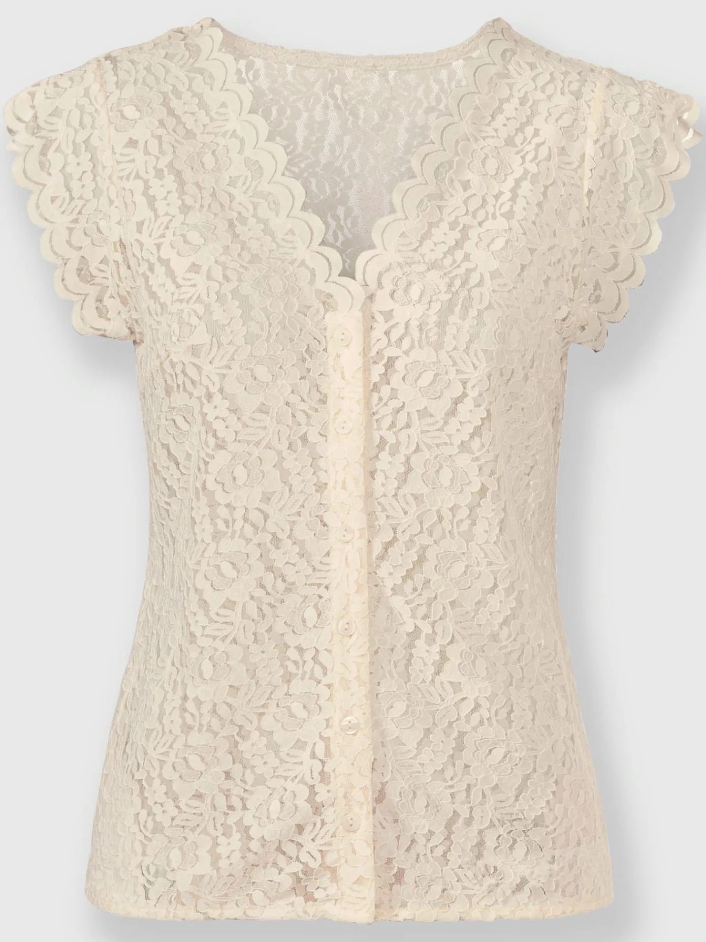 Ashley Brooke T-Shirts<T-shirt en dentelle dentelle à l'encolure et manches courtes