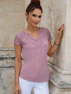 Fair Lady Tenues De Cérémonie|T-Shirts<T-shirt en dentelle empiècement en dentelle