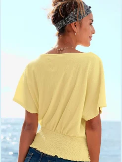 LASCANA T-Shirts<T-shirt en v fausse patte de boutonnage devant