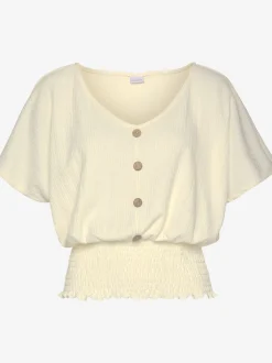 LASCANA T-Shirts<T-shirt en v fausse patte de boutonnage devant